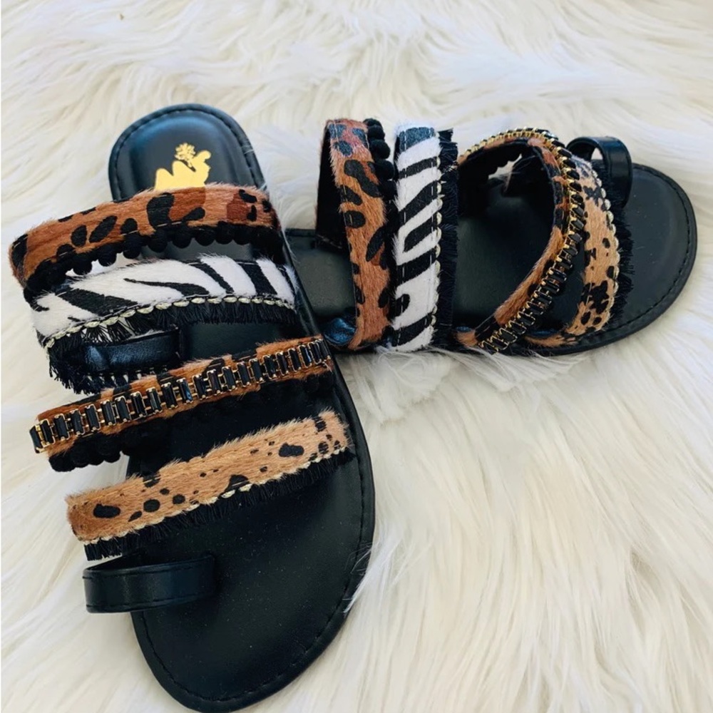 Boho camel threads wild sandal slides